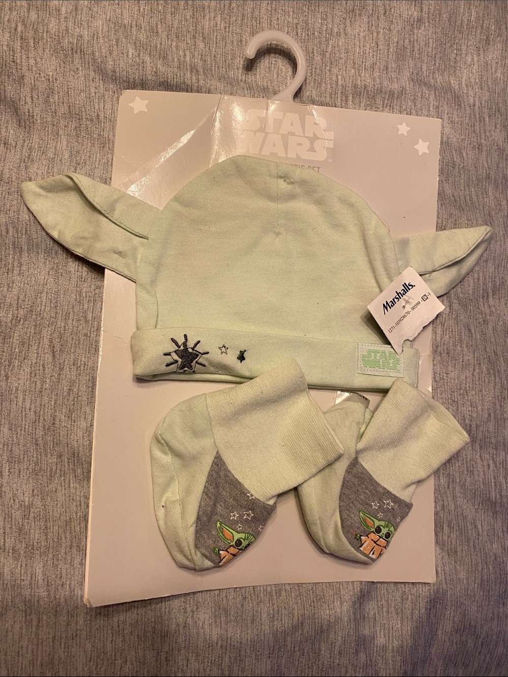 Star Wars Baby Cuffed Beanie Hat & Booties Yoda Grogu Mandalorian NWT
